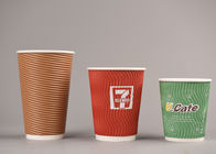 Printing Paper Insulated Drinking Cups With Lids , Reusable Ripple Wrap Hot Cups