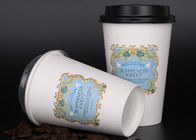 Recycled To Go Coffee Disposable Cups With Lids And Straws , Full Colour Printing