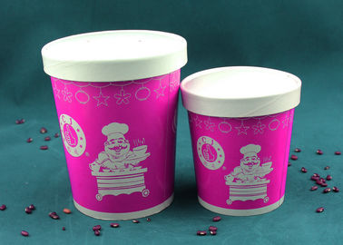 China Copos de papel roxos da sopa, bacias de sopa descartáveis isoladas com impressão do logotipo fábrica