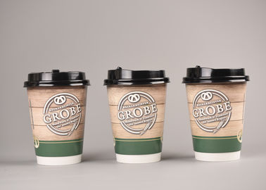 Os copos de café descartáveis médios agradáveis do projeto 12oz dobram os copos de papel de parede