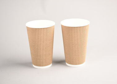 China copos de papel de parede da ondinha de 16oz 400ml, copos de café de marcagem com ferro quente da ondinha de Kraft fábrica